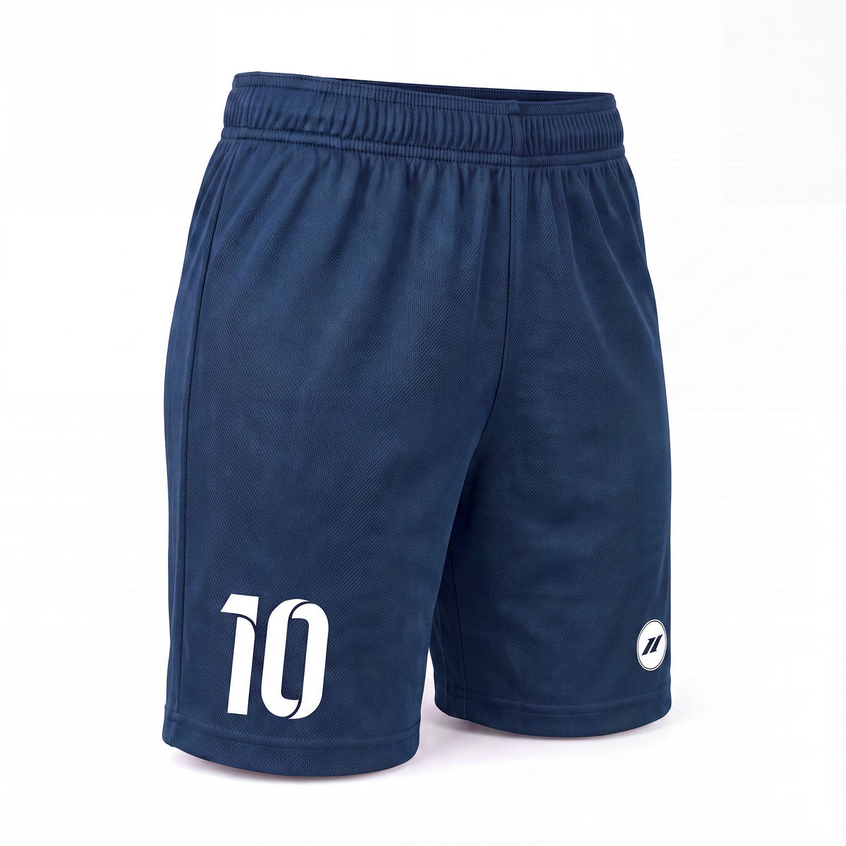Personalisierte marineblaue Fußballshorts für Damen mit eigener Nummer