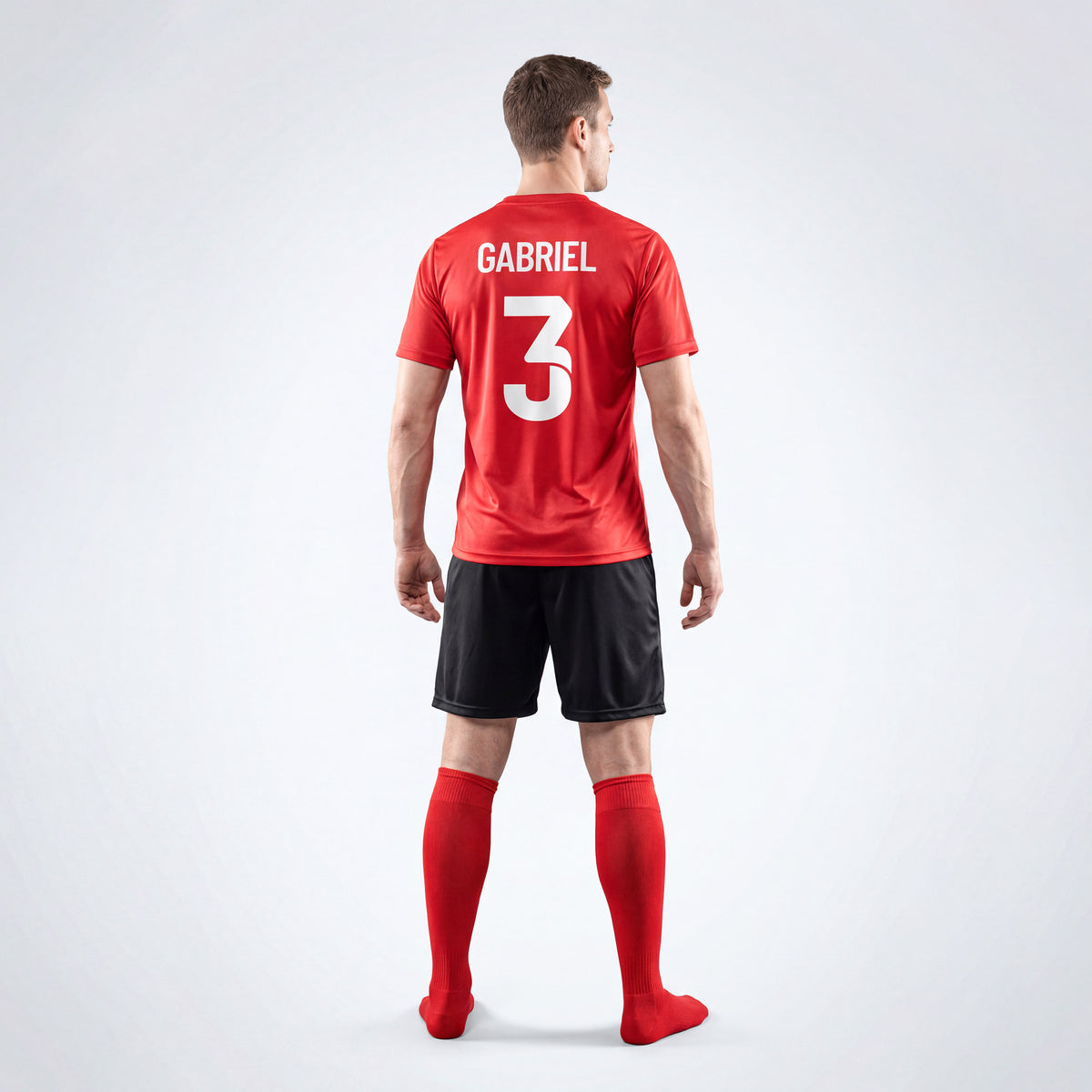 Personalisiertes rotes Fußballset für Herren mit individuellem Druck