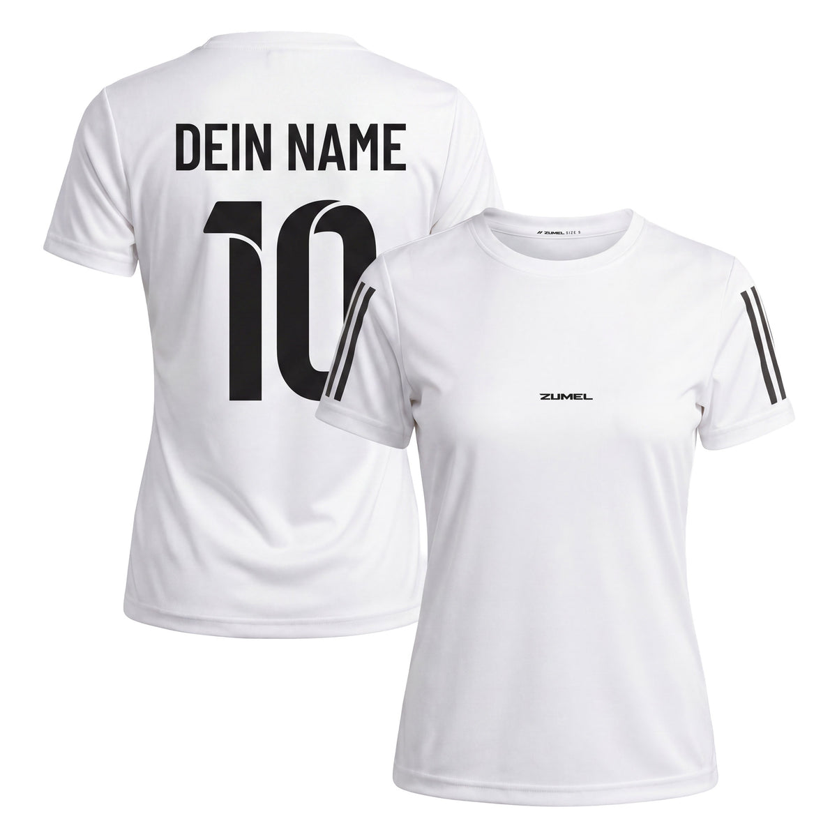 Personalisiertes weißes Fußballtrikot für Damen mit individuellem Druck ZUMEL