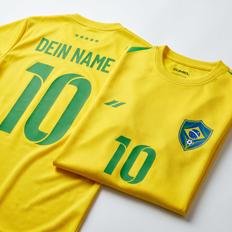 Personalisiertes Brasilien Fußballset für Kinder mit Wunschname und Rückennummer