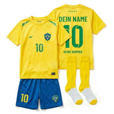 Personalisiertes Brasilien Fußballset für Kinder mit Wunschname und Rückennummer