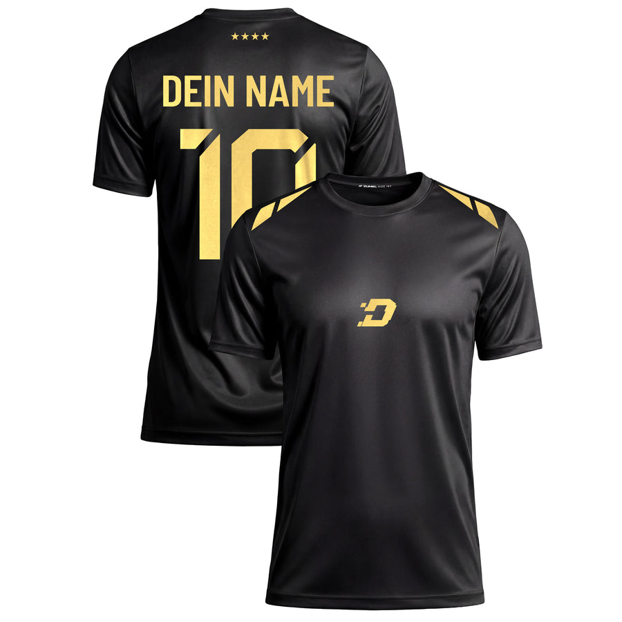 Schwarz goldenes Deutschland Fußballtrikot für Herren personalisiert mit Name und Nummer