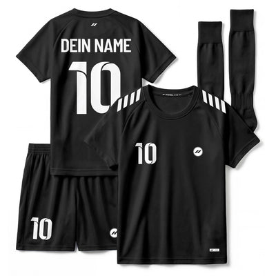 Fußballset für Jungen schwarz personalisiert mit Name und Nummer