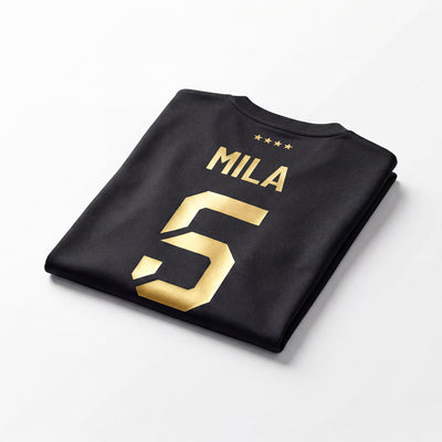 Detailansicht personalisiertes Deutschland Fußballtrikot Damen Schwarz Gold ZUMEL
