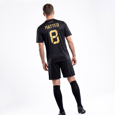Deutschland Fußballtrikot Herren Schwarz Gold Rückseite mit Name und Nummer ZUMEL
