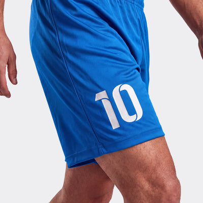 ZUMEL personalisierte blaue Fußballshorts für Herren mit eigener Nummer